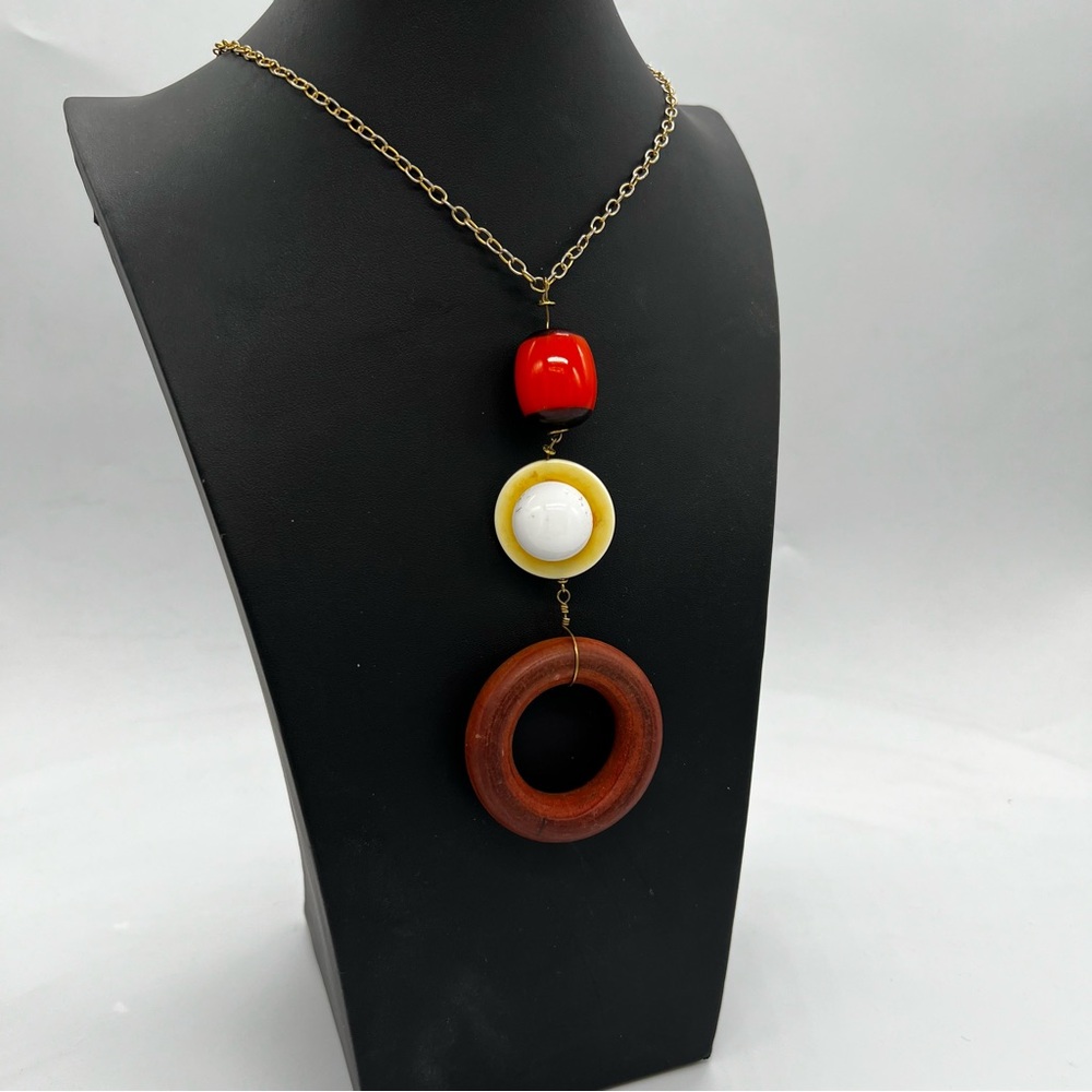 Lenora Dame Bead Circle Orange Necklace